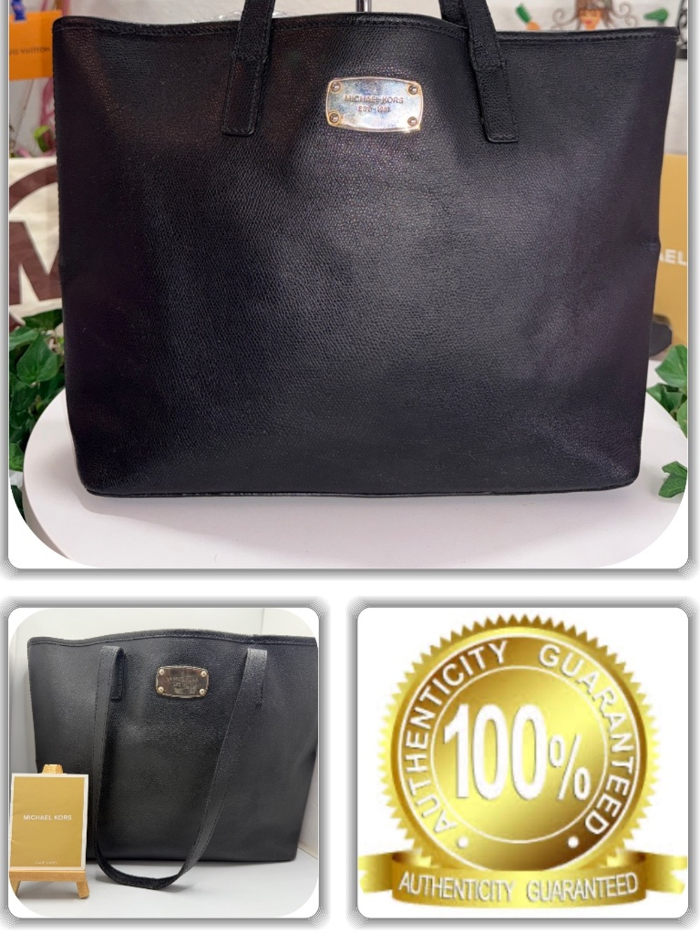HERMOSA MICHAEL KORS BLACK SAFFIANO LEATHER LARGE HANDBAG!